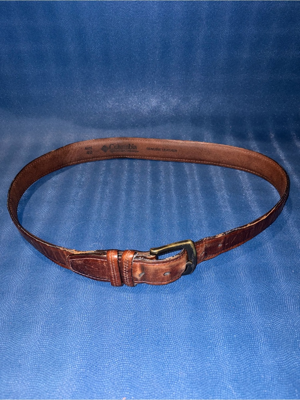 Columbia Brown Leather Belt with Brass Buckle size 40